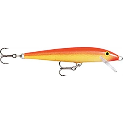 Abbildung von Rapala mit Haken Zwei Nr. 7, 0.9 1.5m Schwimmtiefe, 9cm Größe, Gold Fluoreszierend Rot, Original Floater