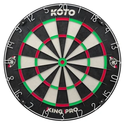 Abbildung von KOTO King Pro Dartscheibe (Offizielle Turniermaße) Afrikanische Sisal &amp; Borsten Dartscheibe, Inkl. Slim Wire Technologie, Klammer Klammerfrei