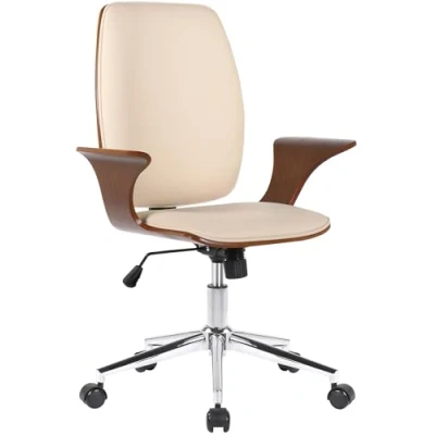 Abbildung von CLP Bürostuhl Burbank I Höhenverstellbarer Drehstuhl, Farbe:walnuss/Creme, Material:Kunstleder