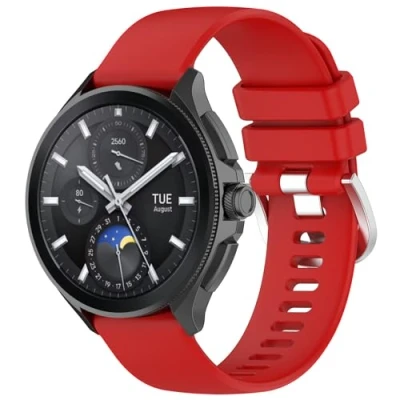 Abbildung von GIOPUEY Armband Kompatibel mit Xiaomi Watch S3/Watch S4, Weiches Silikon [Verschleißfest] [Atmungsaktiv] Ersatzarmband red