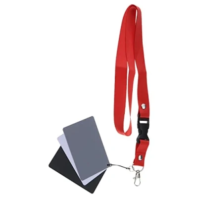 Abbildung von The Lord of Tools 3 Stück in 1 Belichtungs Fotografie Karte mit Umhängeband, Graukarte, Weißabgleich Karte, Schwarze für DSLR Viedo Weißabgleich, Belichtungsmessung, 8,5 x 5,5 cm