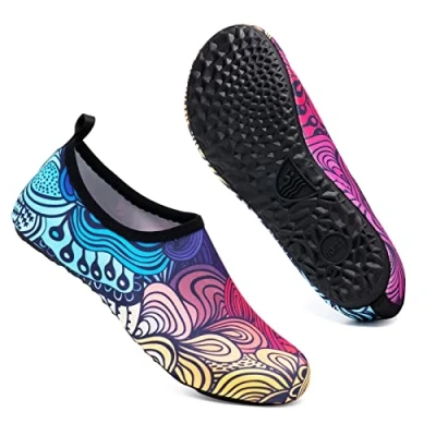 Abbildung von Mabove Badeschuhe Wasserschuhe Schwimmschuhe Damen Strandschuhe Aquaschuhe Barfussschuhe Neopren Surfschuhe(Blumen,38/39 EU)