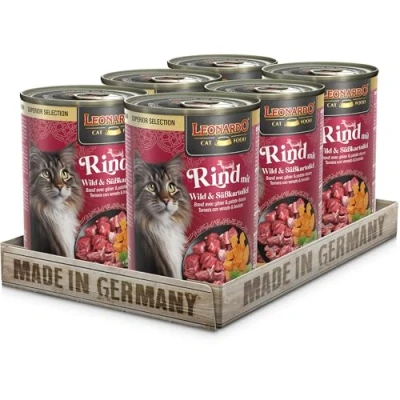 Abbildung von LEONARDO Katzen Nassfutter Superior Selection, Rind mit Wild &amp; Süßkartoffel, 6x400g Dose, für ausgewachsene Katzen, getreidefrei, ohne Zucker, Made in Germany