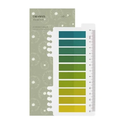Abbildung von Ordinate 200 Stück Sticky Notes, Transparent Haftnotizen zum Markieren, Haftstreifen, Seitenmarkieren, Ästhetischer Haftnotizzettel, Full Color of Gradient (A Sunburst Green)