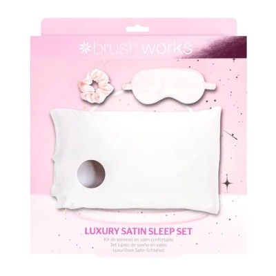 Abbildung von Brushworks Luxury Satin Sleep SET Haarset, Damen, Größe: One Size, Pink &amp; white