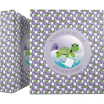 Abbildung von Grafoplás 88172628 Ringbuch A4, 4 gemischte Ringe, 40 mm, Öse auf Rücken, Kollektion Wise Planet, Schildkröte