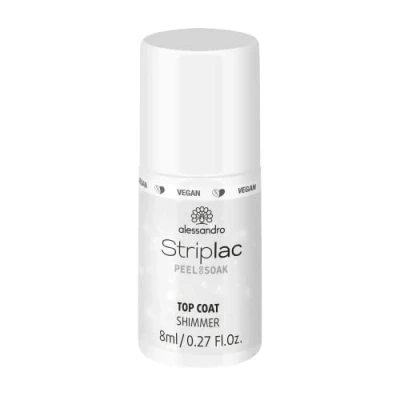 Abbildung von alessandro Striplac Top Coat Shimmer UV Überlack für ein schimmerndes Finish &amp; brillianten Glanz Schnelltrocknend und schützend Vegan tierversuchsfrei 8 ml
