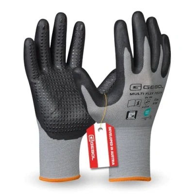 Abbildung von Gebol Multi Flex Touch Arbeitshandschuhe für den Touchscreen Nitrilhandschuhe mit Noppen Damen und Herren Größe M (Gr 8) Grau 1 Paar