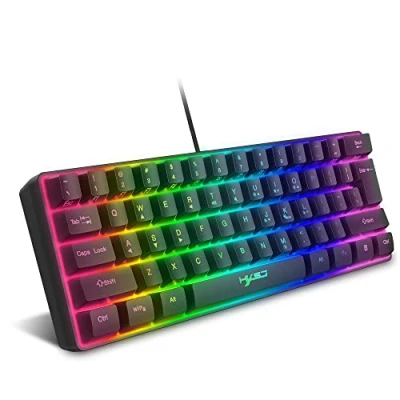 Abbildung von 60% kabelgebundene RGB Gaming Tastatur, 61 Tasten kompakte tragbare Mini Tastatur mit 11 Chroma Hintergrundbeleuchtung, ABS Floating Keycap, Full Anti Ghosting, USBGame Mechanische Weiß