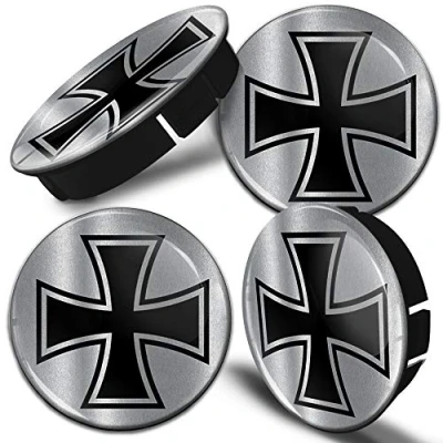 Abbildung von Biomar Labs® 4 x 60mm / 55mm Universal Silikon Nabenkappen Iron Cross Eisernes Kreuz Kappen Felgendeckel Radkappen Radnabendeckel Nabendeckel Auto Tuning C 86