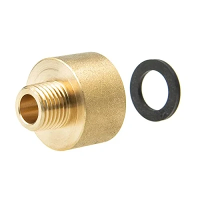 Abbildung von tecuro Messing Reduzierverlängerung 1/4 x 1/2 Zoll Flachdichtend mit EPDM Dichtung für Sanitärinstallation