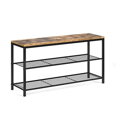 Abbildung von Vicco Schuhbank Fyrk, Eiche rustikal/Schwarz, 100 x 51.5 cm