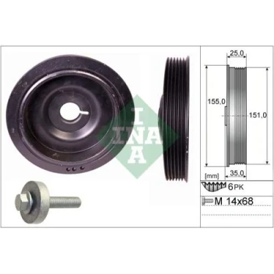 Abbildung von INA 544 0090 20 Riemenscheibensatz, Kurbelwelle RENAULT: Clio 4 Grandtour, DACIA: SANDERO 2, MERCEDES BENZ: B Klasse