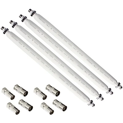 Abbildung von POPPSTAR 4x 31,5cm SAT Fensterdurchführung (2 mm Kabel flach), 8x F Stecker (4x auf Antennenstecker, Antennenbuchse), weiß