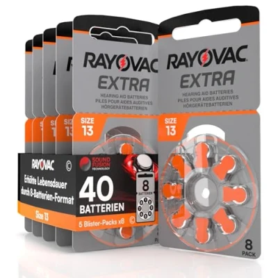 Abbildung von 40 Hörgerätebatterien Rayovac Extra 13. 5x8 Stück