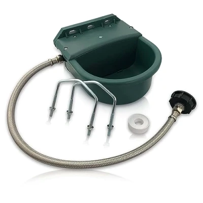 Abbildung von Tränke aus Kunststoff mit Anschlussset IBC Container 4 Liter Ideal für Pferde, Rinder, Schafe und Hunde Schwimmertränke Halterungen Tränkebecken