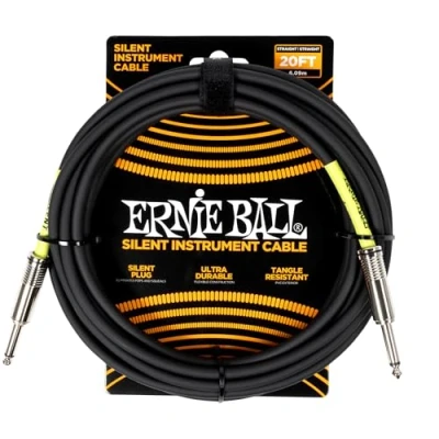 Abbildung von Ernie Ball Classic Geräuschloses Instrumentenkabel, Gerade/Gerade 6m Schwarz