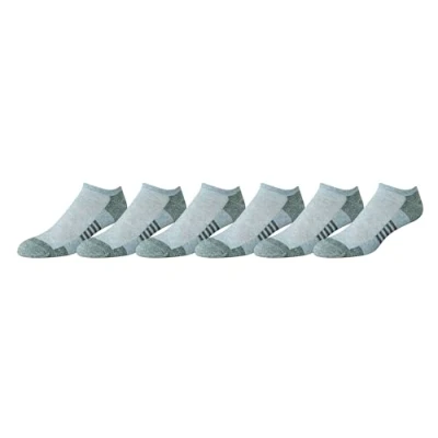 Abbildung von Amazon Essentials Herren Sportliche No Show Sportsocken aus gepolsterter, atmungsaktiver Funktionsbaumwolle, 6 Paar, Grau, 38.5 46