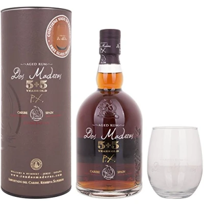 Abbildung von Dos Maderas PX 5+5 Years Old Aged Rum mit Geschenkverpackung, Glas (1 x 0.7 l)
