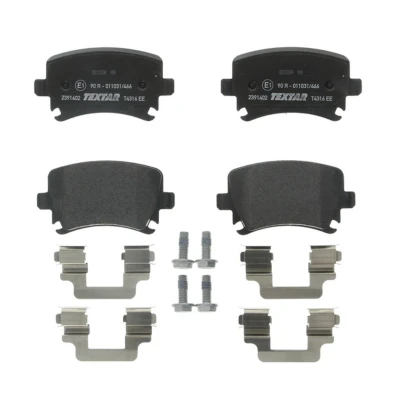 Abbildung von TEXTAR 2391402 Bremsbelagsatz für Verschleißwarnanzeiger vorbereitet mit Bremssattelschrauben Zubehör SKODA: Octavia 3 Combi, Superb II Kombi