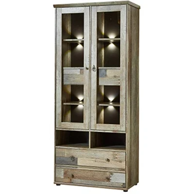 Abbildung von Innostyle Glasvitrine &quot;BONANZA&quot;, (1 St.), Glastüren, 10 Fächer, 4 Schübe, Softclose, ABS Kantenschutz
