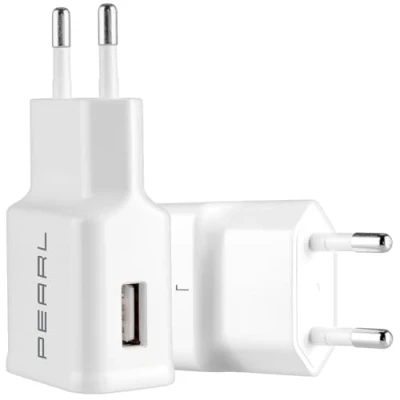 Abbildung von PEARL Netzteil USB Ladegerät: 2er Set kompakte Netzteile, A, 5 V, 2,1 A / 10,5 W, weiß (USB Stecker Ladegerät, Ladeadapter Steckdose)