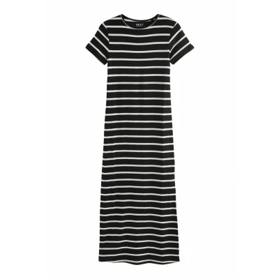 Abbildung von Next Column WITH SLIT Detail Regular FIT Strickkleid, Damen, Größe: Small, Black white