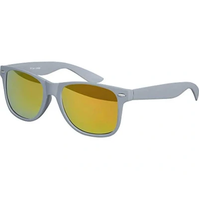 Abbildung von Balinco Sonnenbrille UV400 CAT 3 CE Rubber mit Federscharnier für Damen &amp; Herren (grau rot/orange verspiegelt)