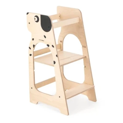 Abbildung von Mamatoyz 07KDOG Kule Cane Mehrzweck Montessori Lernturm aus natürlichem Birkensperrholz mit 3 einstellbaren Höhen, ohne scharfe Kanten, abgerundeten Kanten