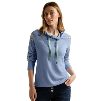 Abbildung von Cecil MIT Volumenkragen Strickpullover, Damen, Größe: Large, Blau