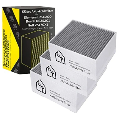 Abbildung von KF3TEC® Aktivkohlefilter 3er Set für Siemens/Bosch/Neff/Gaggenau Cleanair Filter DSZ5201 / LZ56200 Z5170X1 00678460 (Siemens/Bosch/Neff/Gaggenau 00678460)
