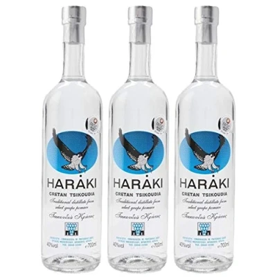 Abbildung von Raki von Kreta 3x 0,7l 40% Haraki Kretaraki Tsikoudia Griechischer Tresterbrand ohne Anis 100% Destillat + 1 x 20ml Olivenöl&quot;ElaioGi&quot; aus Griechenland