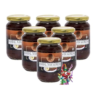 Abbildung von yoaxia ® 6er Pack [ 6x 360g ] KONINGSVOGEL Sambal Nasi Goreng/Würzige Sauce für gekochten Reis + ein kleiner Glücksanhänger gratis