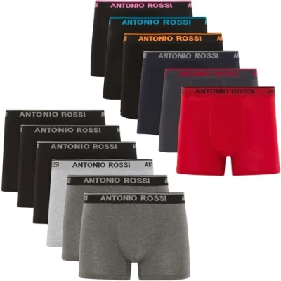 Abbildung von ANTONIO ROSSI (12er Pack) Herren Boxer Hipster Boxershorts Multipack mit elastischem Bund, Dunkel Gemischt, M