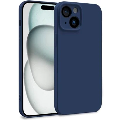 Abbildung von MyGadget Silikon Hülle kompatibel mit Apple iPhone 15 Zweilagige Handyhülle Kameraschutz Cover Innenfutter &amp; außen Dunkelblau