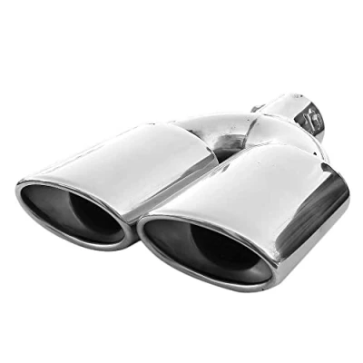 Abbildung von Universell Auspuffblende Doppelrohr Endrohr Edelstahl Auto Endrohrblenden Auspuffendrohr Auspuffrohr Tuning Schalldampf Blende Sport Oval Chrom Auspuffspitzen