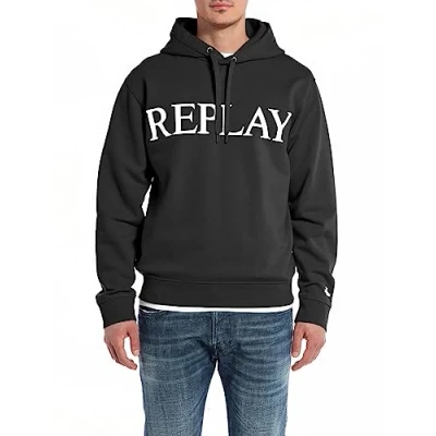 Abbildung von Replay Herren Hoodie mit Kapuze, Black 098 (Schwarz), L