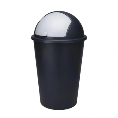 Abbildung von Spetebo Mülleimer Mülltonne mit Kuppel Deckel schwarz 50 L, Runder Schiebe