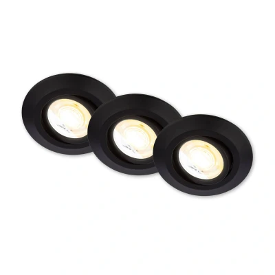 Abbildung von BRILONER 3er Set LED Einbaustrahler 230V Gehäuse 50% recycelt, Schwenkbar, Ra90, Farbtemperaturwechsel, Spot, flach, Deckenspots, Einbauleuchten, 68mm Lochmass, 90x24mm (DxH), Schwarz