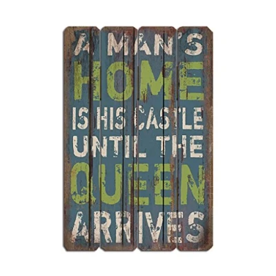 Abbildung von levandeo Wandbild Holzschild 60x40cm A Man&#039;s Home Shabby Vintage Holzbild Schild Wandschild Bild Holz Holztafel Dekoschild Wanddeko