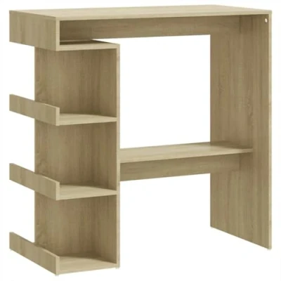 Abbildung von vidaXL Bartisch mit Regal Bartresen Stehtisch Tresentisch Bistrotisch Küchentisch Loungetisch Tisch Sonoma Eiche 100x50x101,5cm Holzwerkstoff