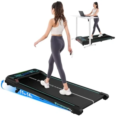 Abbildung von CITYSPORTS Laufband mit Steigung,  Walking Pad 11 %14 % Neigung, LED Anzeige &amp; Lichteffekt, 16 km/h, für Zuhause &amp; Büro Fernbedienung (Green)
