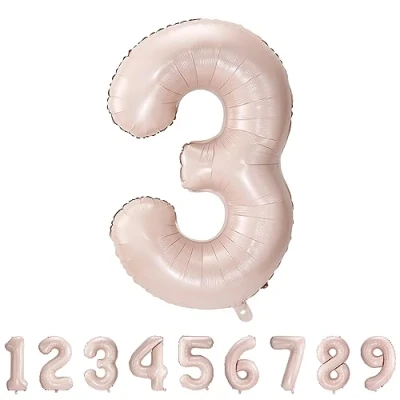 Abbildung von Geburtstag zahlen luftballon 3 jahre Folienballon Kindergeburtstag deko Rosa Mädchen Junge jahr 40&quot; 101cm Geburtstags fliegt mit Helium