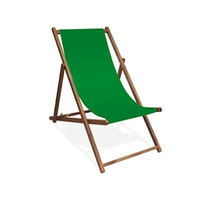 Abbildung von MultiBrands Liegestuhl, Holz, Grasgrün ohne Armlehne mit dunkelbrauner Lasur, klappbar