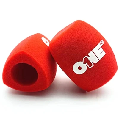 Abbildung von 5 Stück Schaumstoff Windschutz mit Logo bedruckt Customize mic Schaumstoffabdeckung Windschutzscheiben für TV Interview Mikrofon(Red)