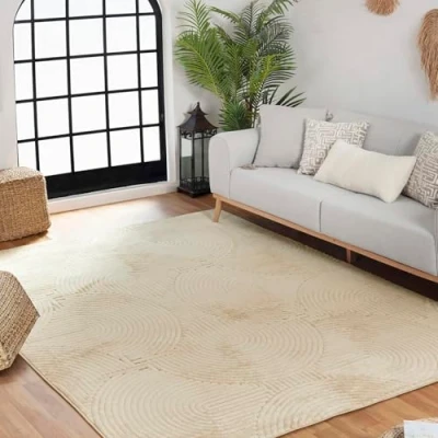 Abbildung von Livabliss Outdoor Teppich wetterfest, Houston In und für Balkon 160x220cm, Terrasse, Garten, Küche Boho Style, draußen Sesam