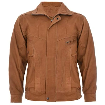Abbildung von Infinity Leather Herrenjacke 100% Echtleder Klassischer Ausschnitt Wildleder Tailored Fit Bomber Design XL
