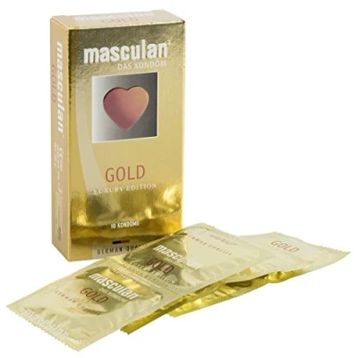 Abbildung von «Gold» goldfarbige Kondome mit zartem Vanilleduft (10 Kondome) 10 St