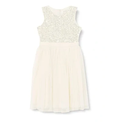 Abbildung von Maya Deluxe Mädchen^Mädchen Paillettenverziertes Hochzeit und Geburtstag Festlich mit Bandschleife Brautjungfernkleid Kleid, Ivory, 11 Years