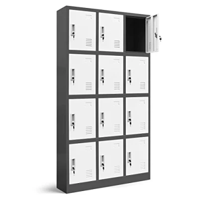 Abbildung von Jan Nowak Wertfachschrank 3B4A Fächerschrank Schließfachschrank mit 12 Fächern Metallspind Umkleideschrank Stahlblech Pulverbeschichtung Farbwahl 185 cm x 90 40 (H B T) (Anthrazit Weiß)